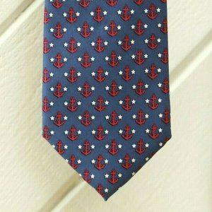 Vineyard Vines silk tie_blue with red anchors etc.